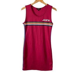 Juicy Couture Black Label Sz Md Pink Sporty Mini Dress Rainbow Stripe Sleeveless